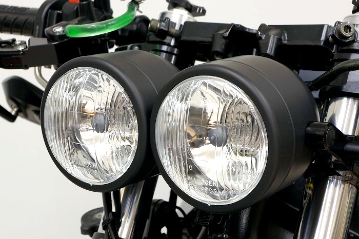 ストリートファイター系バイクのバグアイヘッドライト ブラック デュアルヘッドライト